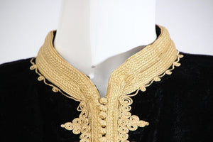 Moroccan Kaftan Black Velvet Vest with Gold Embroideries