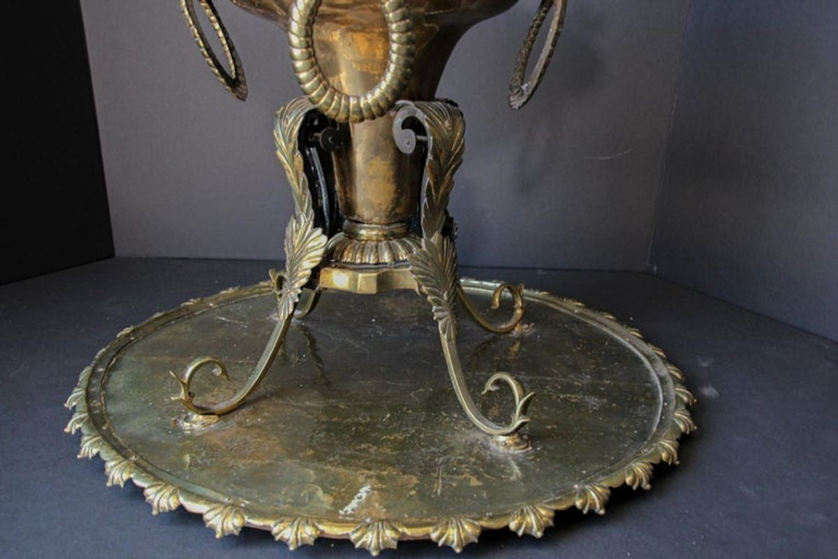 Antique Large Arabian Polished Brass Incense Burner Islamic Moorish Style 19th c