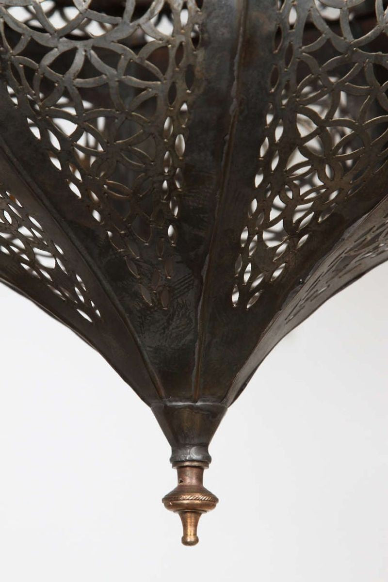 Pair of Large Moroccan Moorish Glass and Filigree Hanging Lanterns