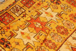 1960s Moroccan Vintage Ethnic Orange Organic Wool Rug Africa