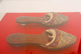 Antique Italian Venetian Shoes Leather and Silk Embroidered Framed