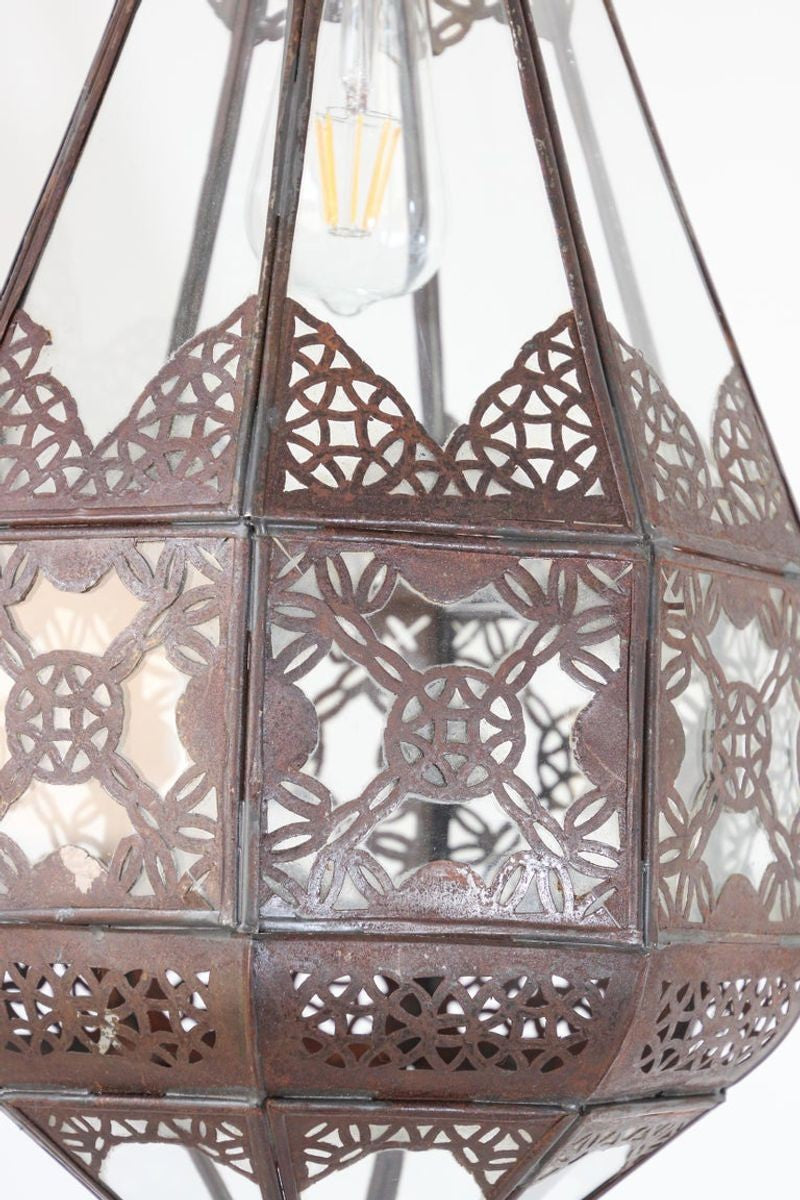 Moroccan Moorish Metal and Glass Lantern