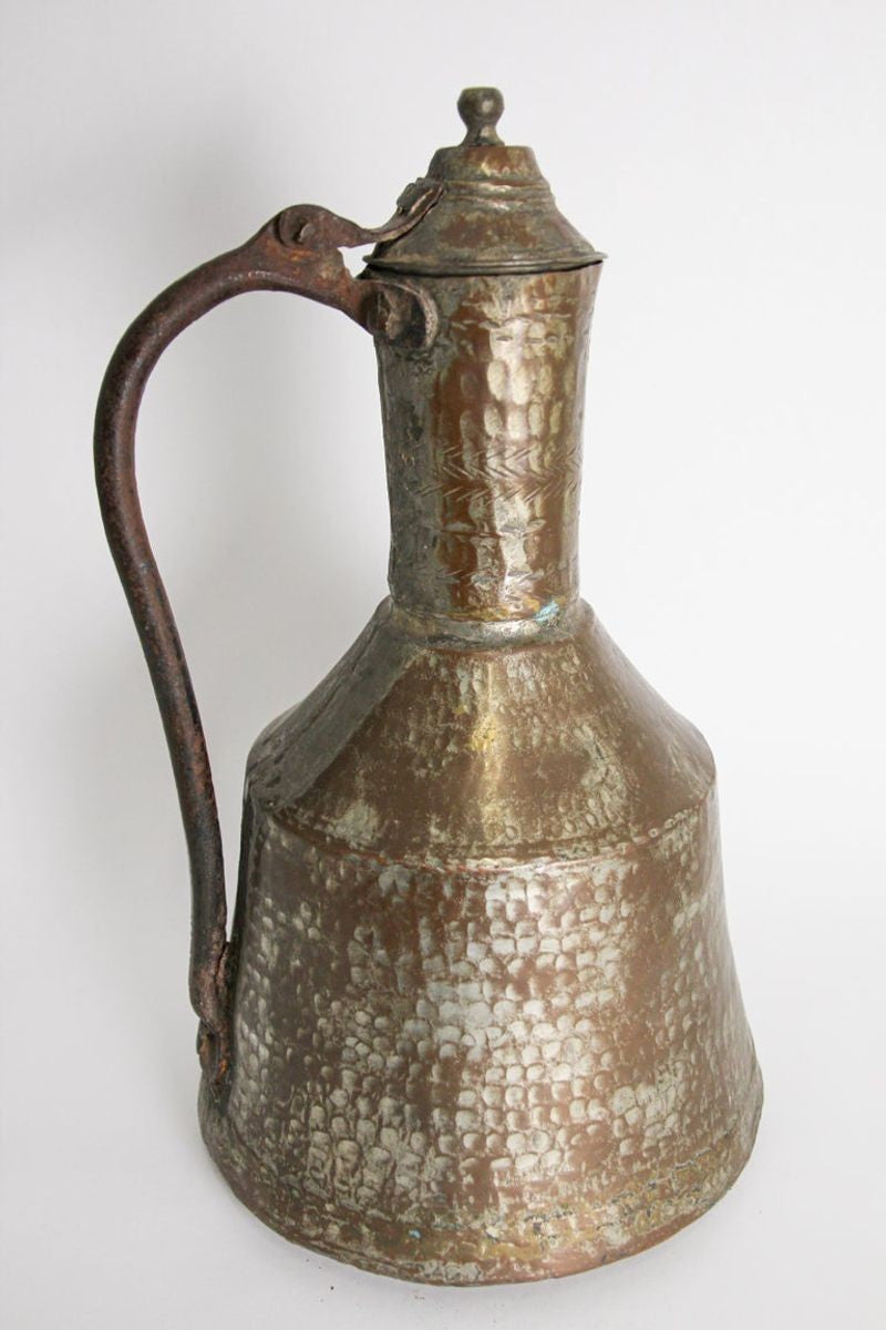 Antique 19th Century Middle Eastern Tinned Copper Ewer