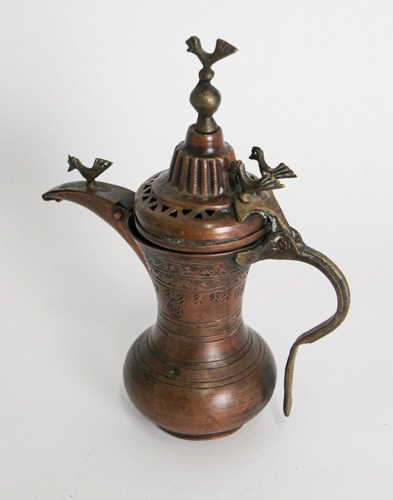 19th c Antique Middle Eastern Dallah Turkish Ottoman Bronze Copper Coffee Pot