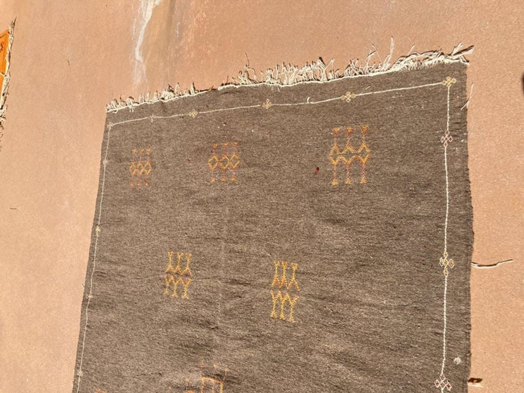 Moroccan Vintage Flat-Weave Brown Rug