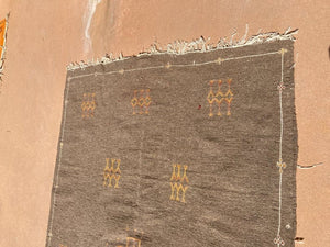Moroccan Vintage Flat-Weave Brown Rug