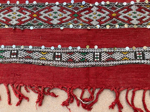 1960s Authentic Moroccan Ethnic Rug with Sequins North Africa, Handira
