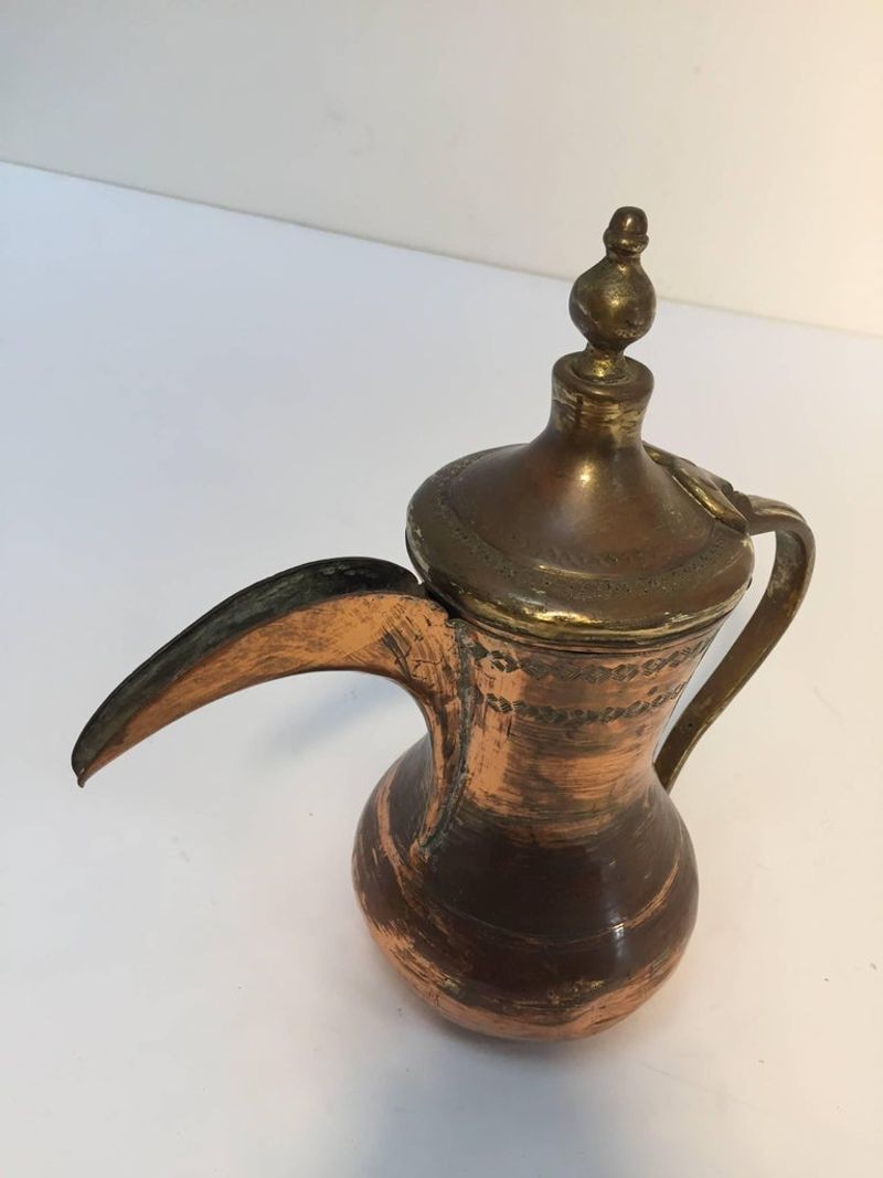 Middle Eastern Antique Dallah Arabic Copper Coffee Pot