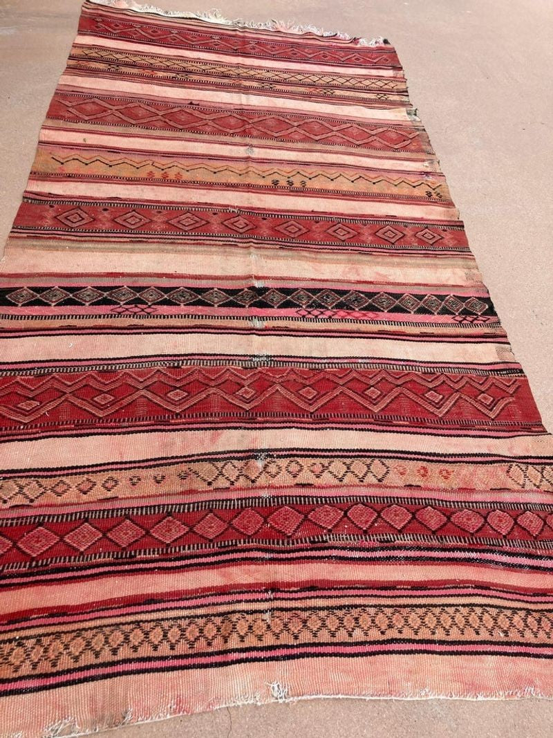 Moroccan Vintage Kilim Tribal Rug, circa 1960's