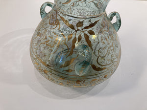 Handblown Mosque Glass Lamp in Mameluke Style Gilded with Arabic Calligraphy