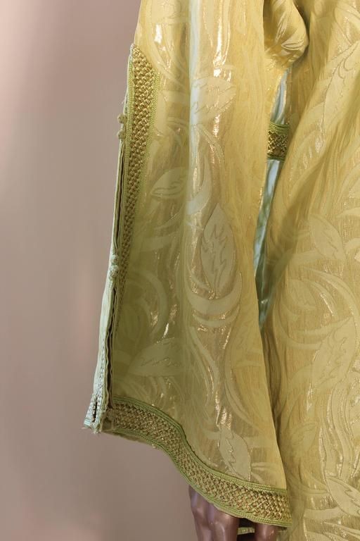 Moroccan Moorish Caftan Gown in Gold Brocade Maxi Dress Kaftan Size M to L