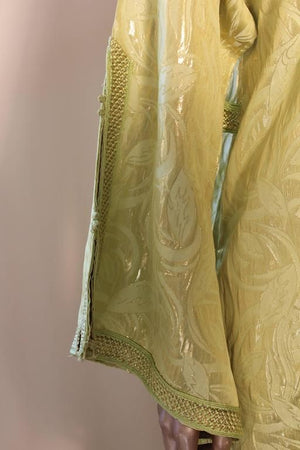 Moroccan Moorish Caftan Gown in Gold Brocade Maxi Dress Kaftan Size M to L