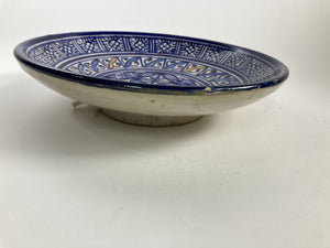 Moroccan Ceramic Blue Plate, Fez 1920's