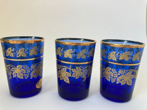 Moroccan Hand Painted Tea Glasses Eton Blue Design