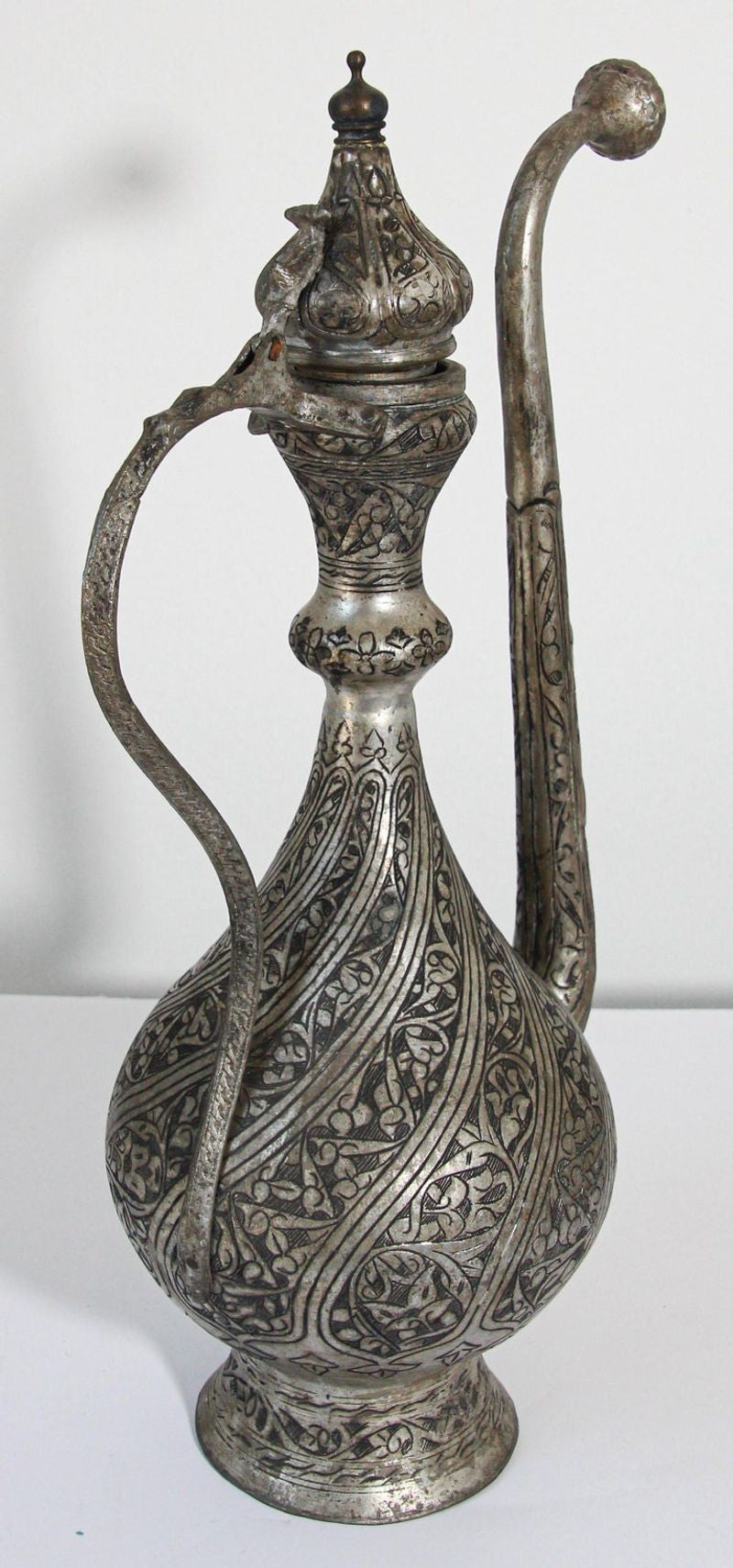 Middle Eastern Islamic Turkish Ottoman Tinned Copper Ewer