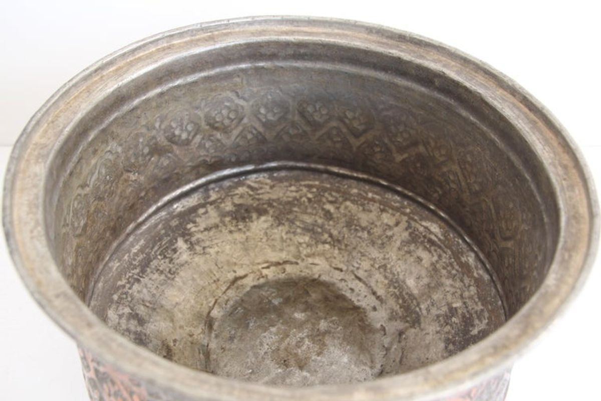 19th Century Indo Persian Mughal Tinned Copper Bowl