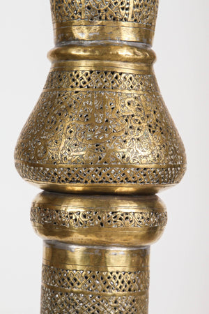 Mid 19th Century Antique Islamic Brass Candleholder Floor Lamp