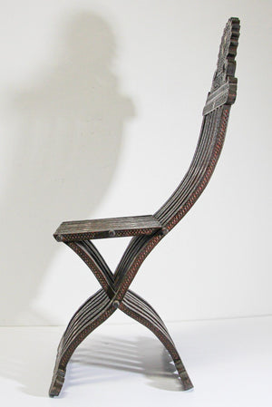 Middle Eastern 19th Century Inlaid Moorish Folding Chair