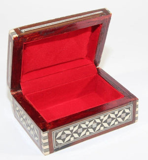 Middle Eastern Mosaic Moorish Mother of Pearl Inlaid Trinket Box