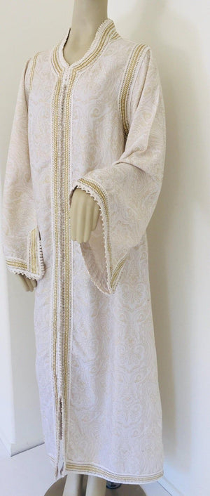 Moroccan White Kaftan Maxi Dress Caftan Size Large