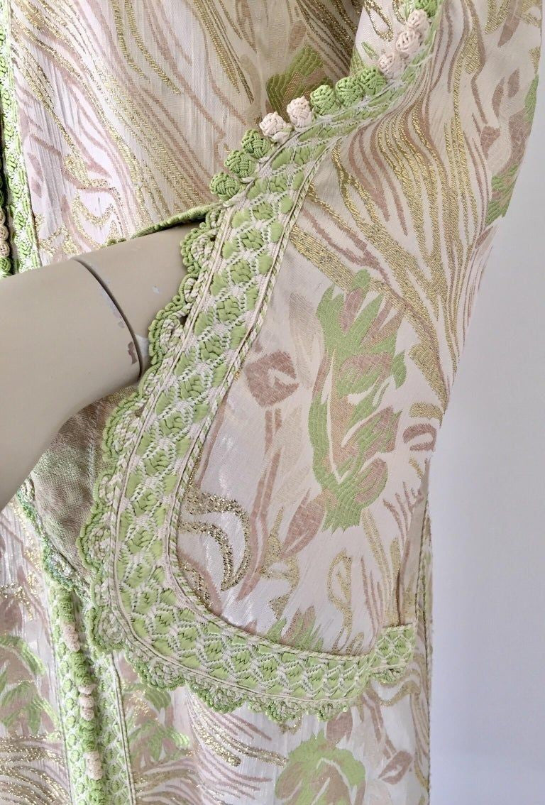 Moroccan Kaftan in Silver Metallic Floral Brocade