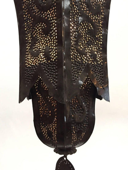 Moorish Handcrafted Metal Lanterns Pendants with Hand of Fatima, North Africa
