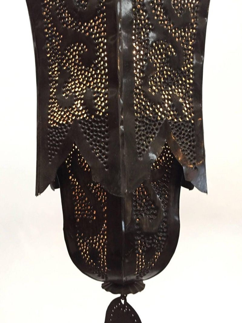 Moorish Handcrafted Metal Lanterns Pendants with Hand of Fatima, North Africa