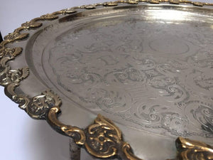 Moroccan Handcrafted Silver Round Tray