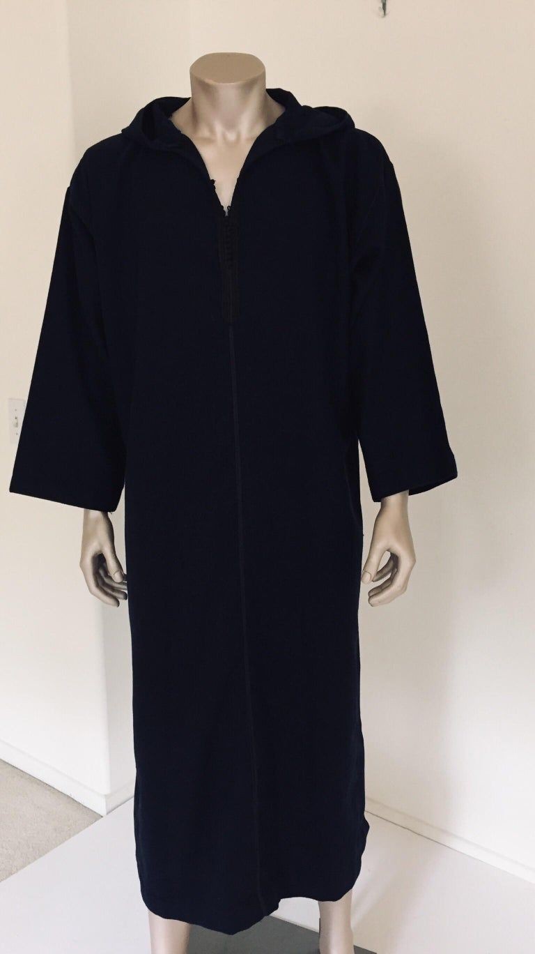 Moroccan Gentleman Hooded Blue Wool Djellaba