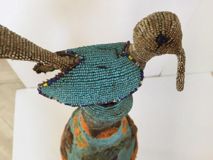 Yoruba Nigeria African Royal Beaded Headdress Crown on Lucite Stand