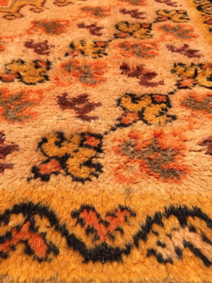 1960s Moroccan Vintage Orange Color Tribal African Pile Rug