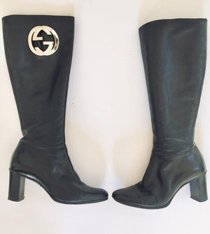 GUCCI by Tom Ford Black Leather Boots 1999