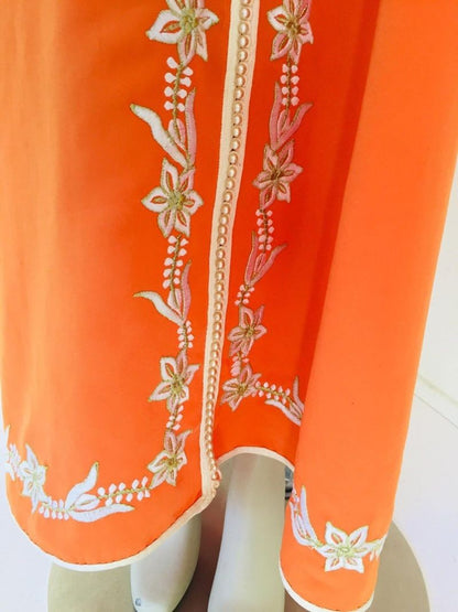 Moroccan Orange Kaftan Maxi Dress Caftan