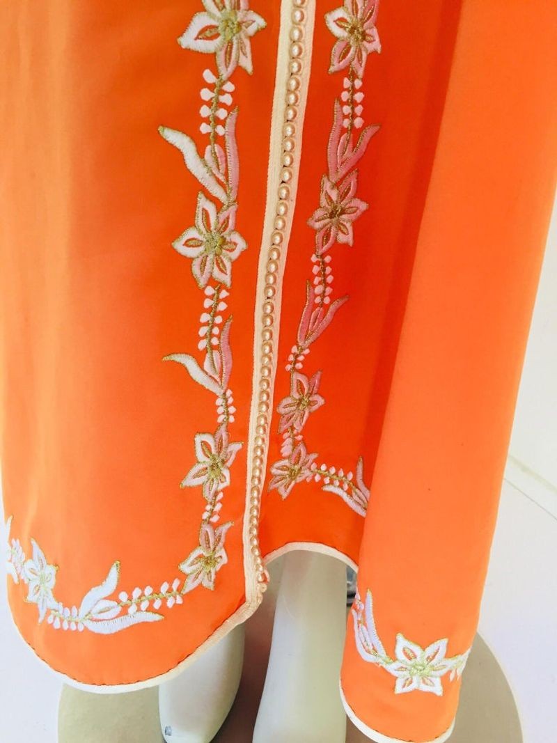 Moroccan Orange Kaftan Maxi Dress Caftan