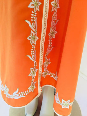 Moroccan Orange Kaftan Maxi Dress Caftan