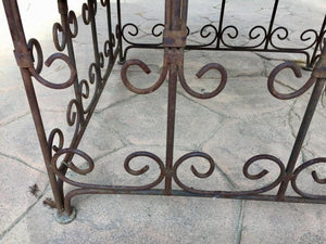 Moroccan Mosaic Tile Side table on Iron Base, Brown and White