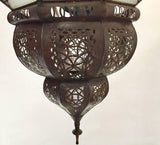 Moroccan Vintage Metal and Frosted Glass Light Fixture