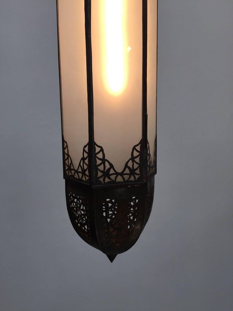 Handcrafted Moroccan Moorish Milky Glass Pendant Light