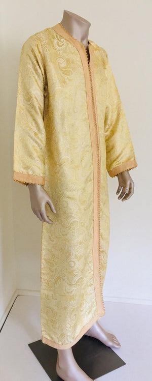 Moroccan Kaftan Gold and Silver Brocade 1970s Maxi Dress Caftan