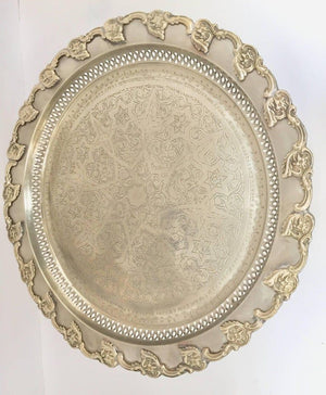 Moroccan Polished Round Footed Silvered Tray Table