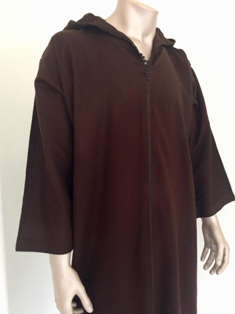 Moroccan Gentleman Hooded Brown Wool Djellaba