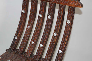 Moorish 19th Century Middle Eastern Inlaid Folding Chair