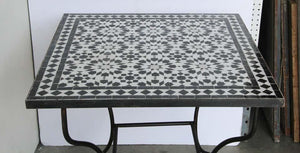 Moroccan Fez Mosaic Table in Black and White Tiles