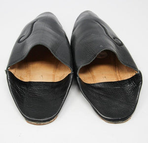 Moroccan Hand Tooled Black Leather Slippers Pointed Shoes