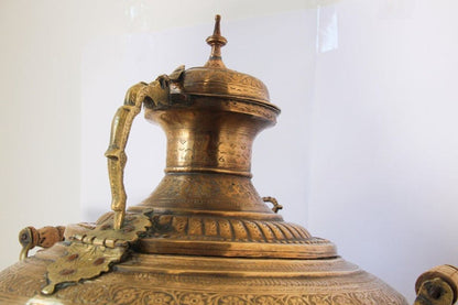 19th Century Handcrafted Mughal Brass Samovar in Moorish Style