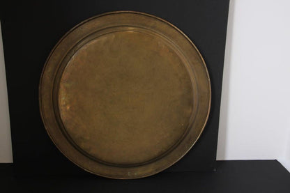 Monumental Moroccan Polished Metal Brass Tray Platter 39 inches