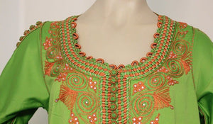 Moroccan Kaftan in Kelly Green