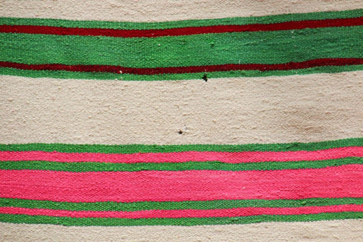 Vintage 1960s Moroccan Flat-Weave Rug, Ethnic Textile Handira