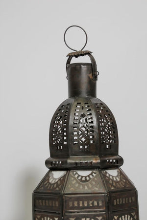 Moroccan Metal and Clear Glass Candle Lantern