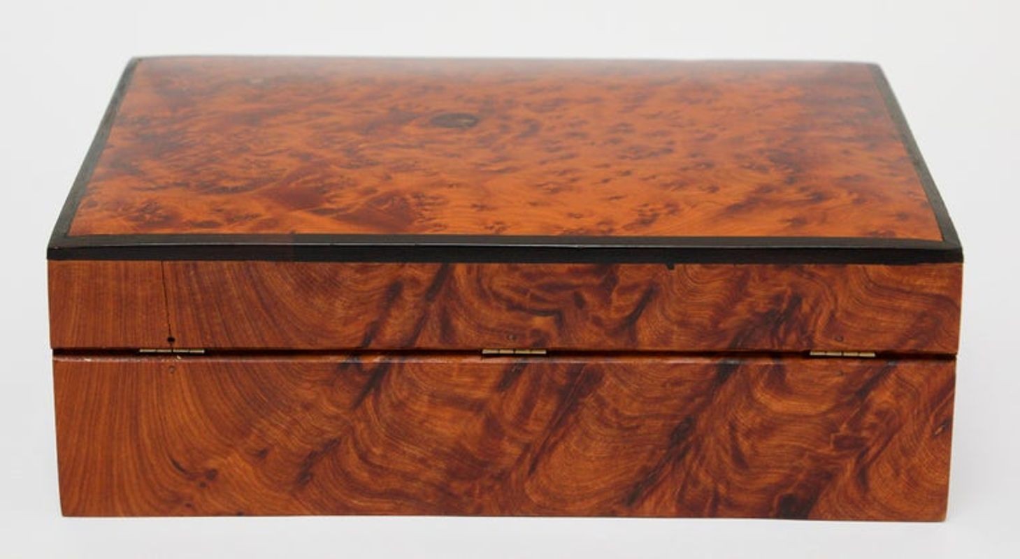 Victorian English Regency Handcrafted Burl Wood Jewelry Box